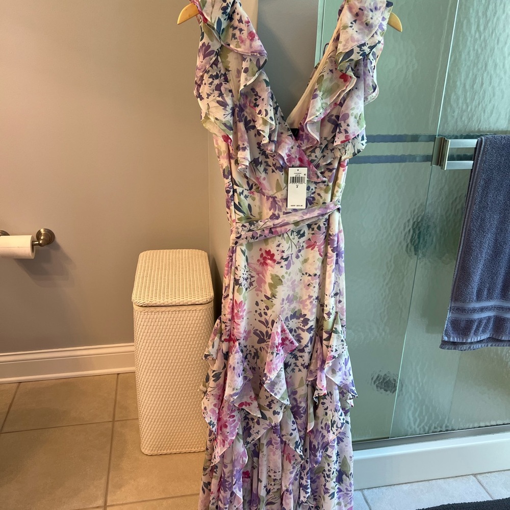 Ralph Lauren Pink and Purple Maxi Sundress V-Neck Sleeveless